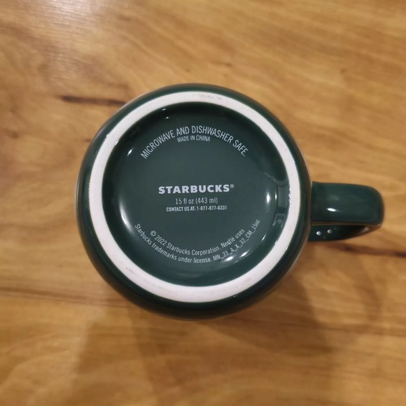 Starbucks Green Marbled Christmas Holiday Mug Ceramic Siren Logo 15 Oz. 2022 - Picture 5 of 5